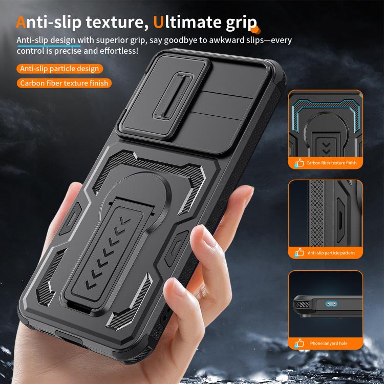 For Galaxy A57 5G Slid Camera Shield Invisible Holder PC Hybrid TPU Phone Case