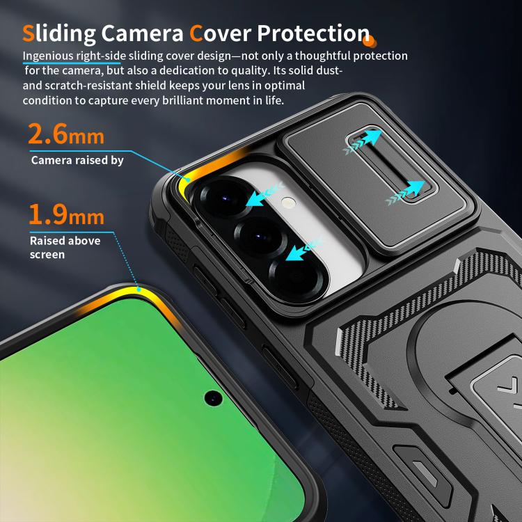 For Galaxy A57 5G Slid Camera Shield Invisible Holder PC Hybrid TPU Phone Case