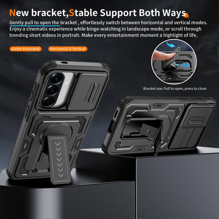For Galaxy A57 5G Slid Camera Shield Invisible Holder PC Hybrid TPU Phone Case
