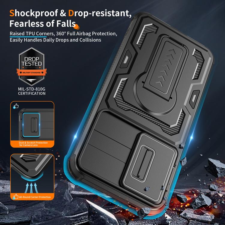 For Galaxy A57 5G Slid Camera Shield Invisible Holder PC Hybrid TPU Phone Case
