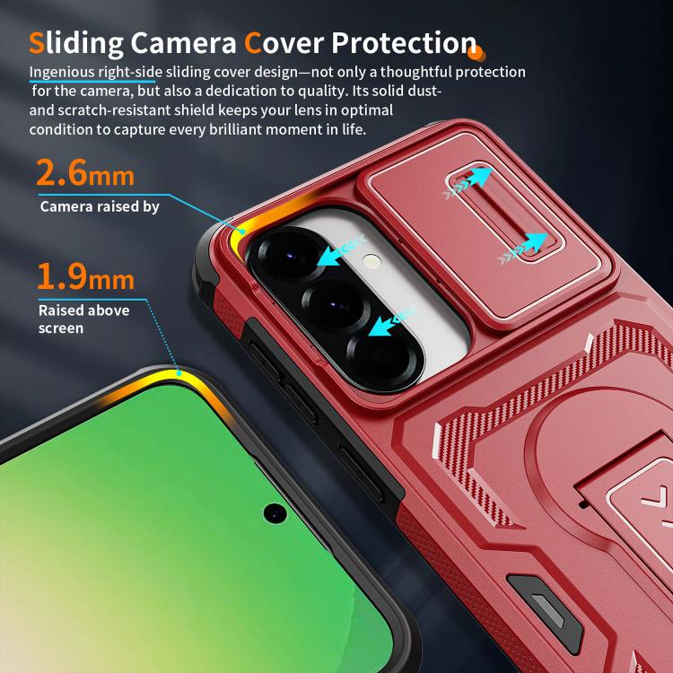 For Galaxy A57 5G Slid Camera Shield Invisible Holder PC Hybrid TPU Phone Case