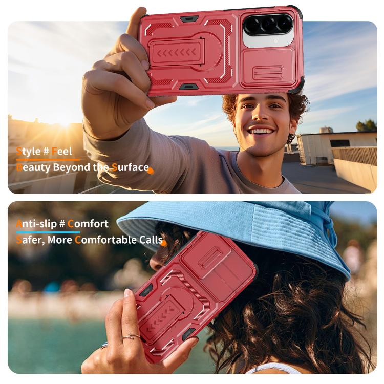For Galaxy A57 5G Slid Camera Shield Invisible Holder PC Hybrid TPU Phone Case