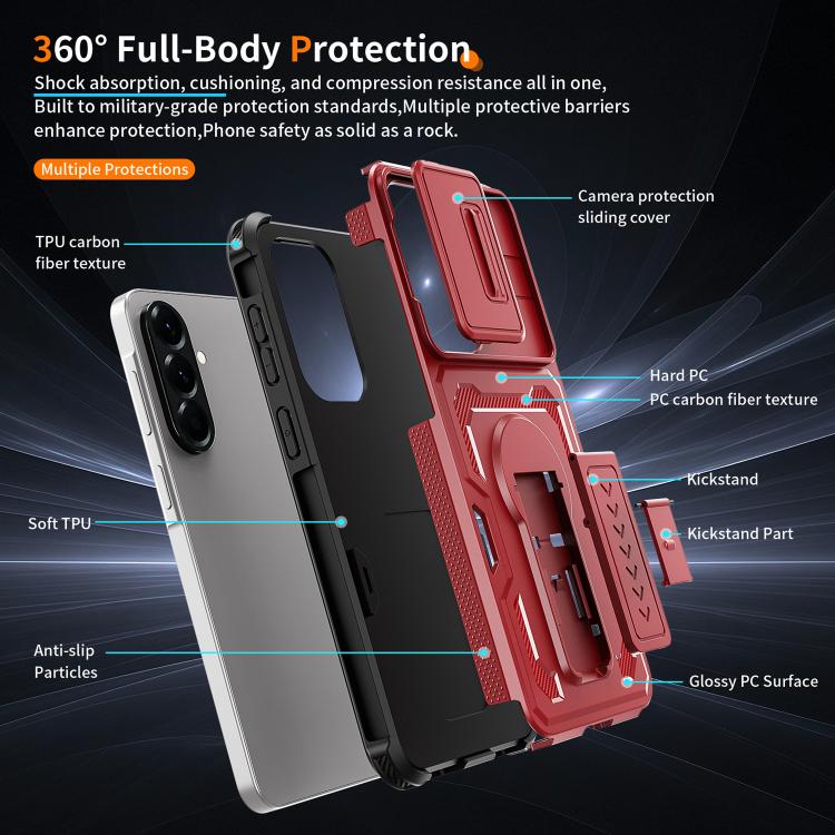 For Galaxy A57 5G Slid Camera Shield Invisible Holder PC Hybrid TPU Phone Case