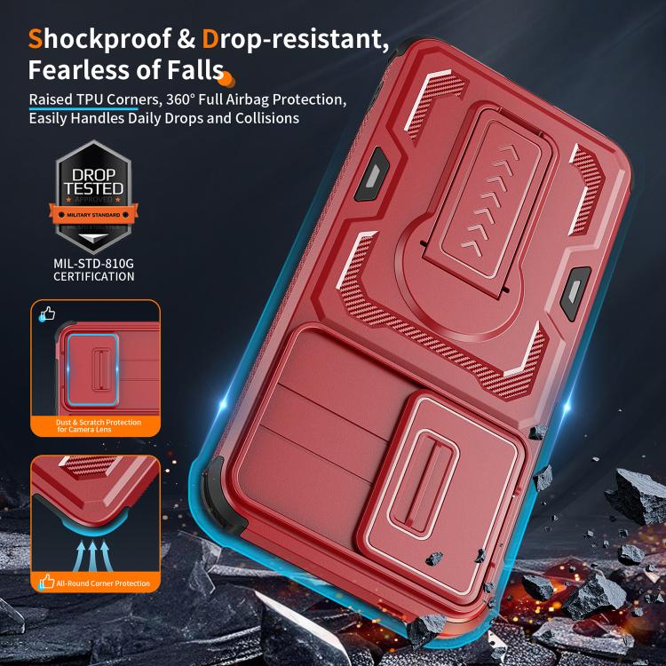 For Galaxy A57 5G Slid Camera Shield Invisible Holder PC Hybrid TPU Phone Case