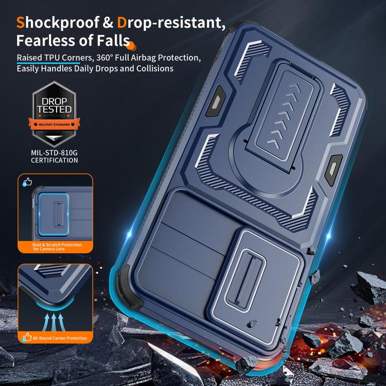 For Galaxy A57 5G Slid Camera Shield Invisible Holder PC Hybrid TPU Phone Case