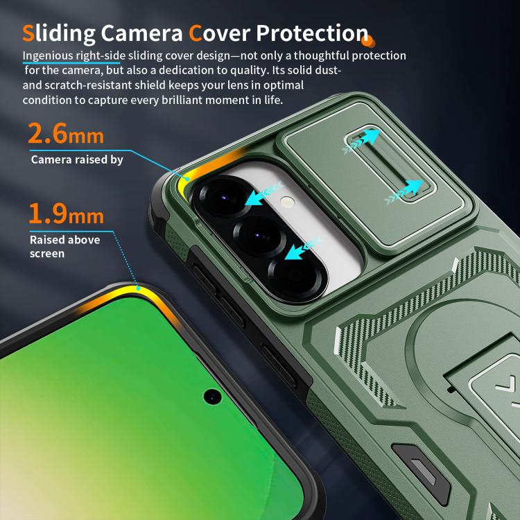 For Galaxy A57 5G Slid Camera Shield Invisible Holder PC Hybrid TPU Phone Case