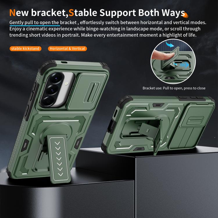 For Galaxy A57 5G Slid Camera Shield Invisible Holder PC Hybrid TPU Phone Case