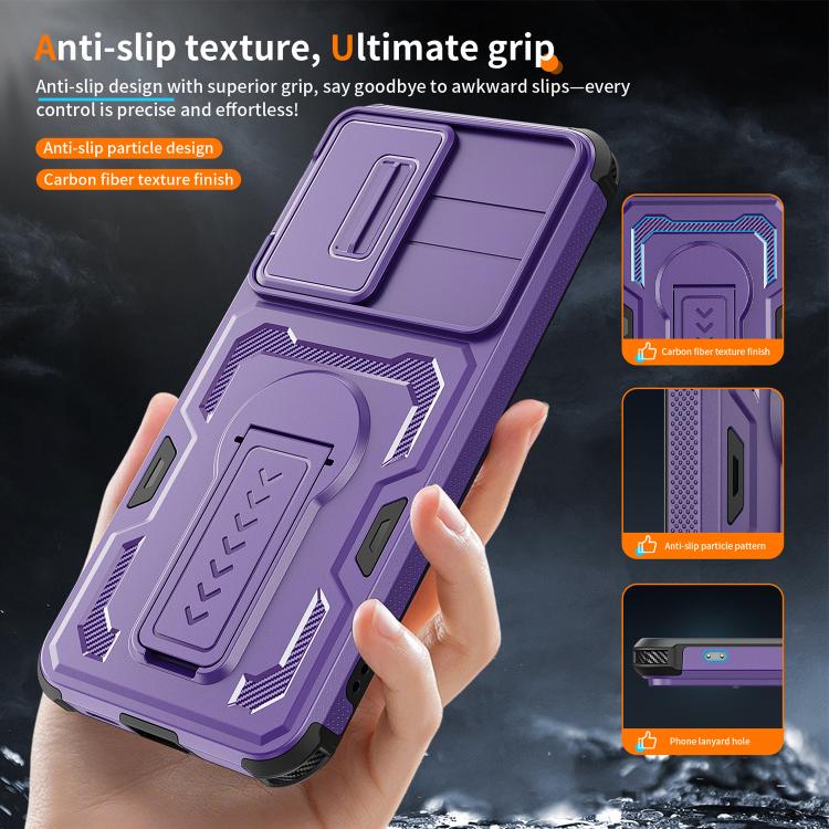 For Galaxy A57 5G Slid Camera Shield Invisible Holder PC Hybrid TPU Phone Case