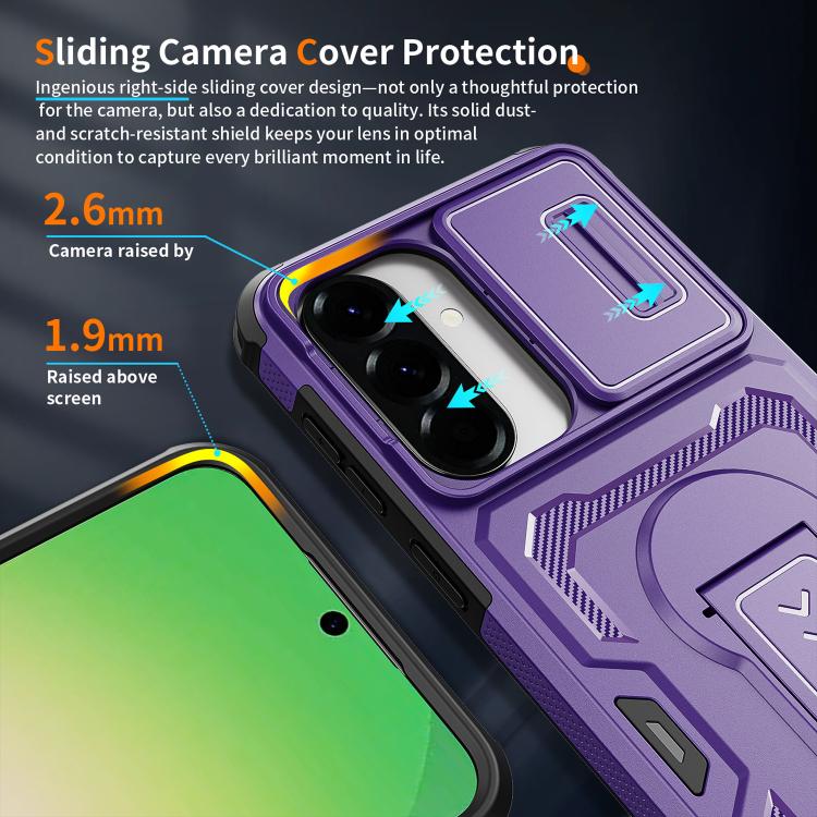 For Galaxy A57 5G Slid Camera Shield Invisible Holder PC Hybrid TPU Phone Case