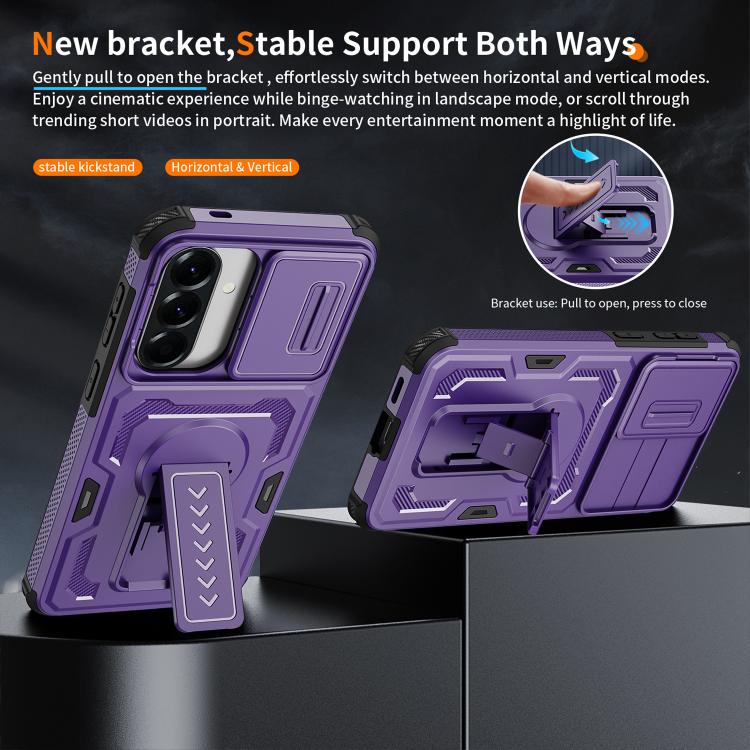 For Galaxy A57 5G Slid Camera Shield Invisible Holder PC Hybrid TPU Phone Case