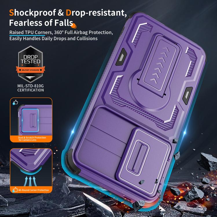 For Galaxy A57 5G Slid Camera Shield Invisible Holder PC Hybrid TPU Phone Case