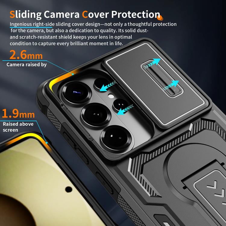 For Galaxy S26 Ultra 5G Slid Camera Shield Invisible Holder PC Hybrid TPU Phone Case