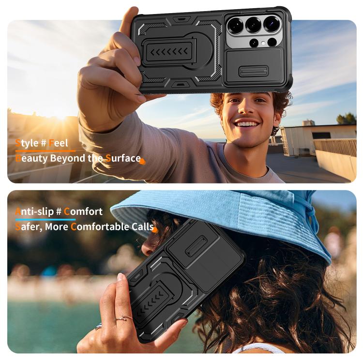 For Galaxy S26 Ultra 5G Slid Camera Shield Invisible Holder PC Hybrid TPU Phone Case