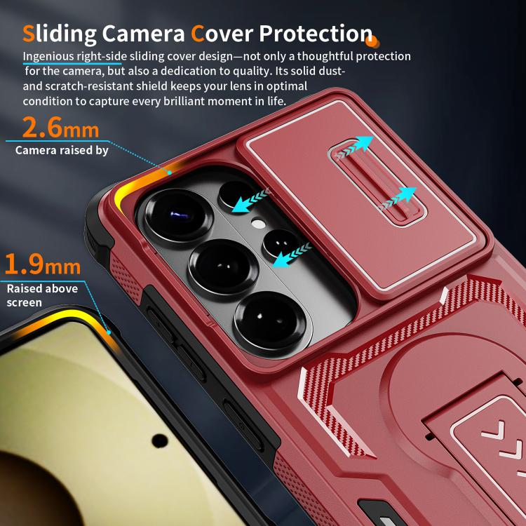 For Galaxy S26 Ultra 5G Slid Camera Shield Invisible Holder PC Hybrid TPU Phone Case