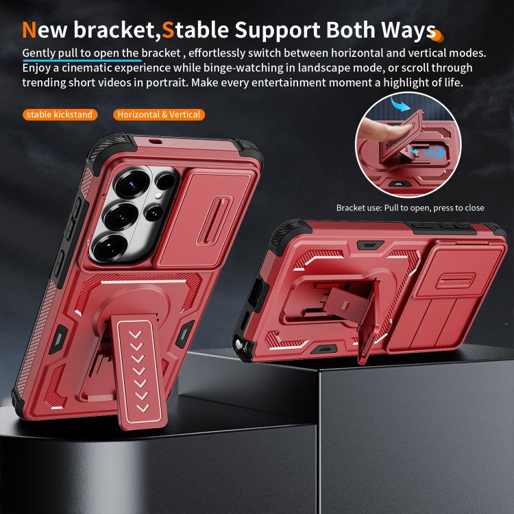 For Galaxy S26 Ultra 5G Slid Camera Shield Invisible Holder PC Hybrid TPU Phone Case