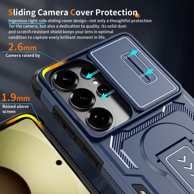 For Galaxy S26 Ultra 5G Slid Camera Shield Invisible Holder PC Hybrid TPU Phone Case