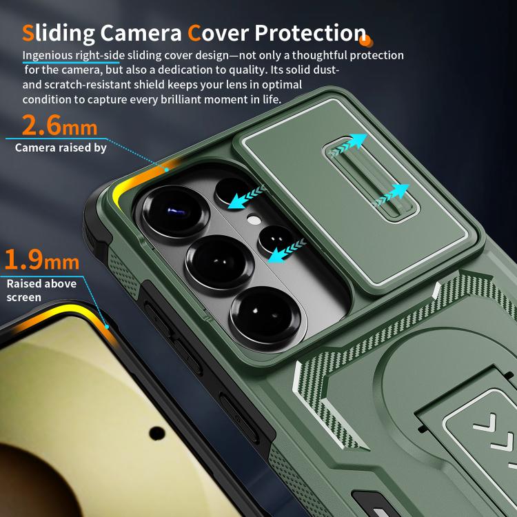 For Galaxy S26 Ultra 5G Slid Camera Shield Invisible Holder PC Hybrid TPU Phone Case