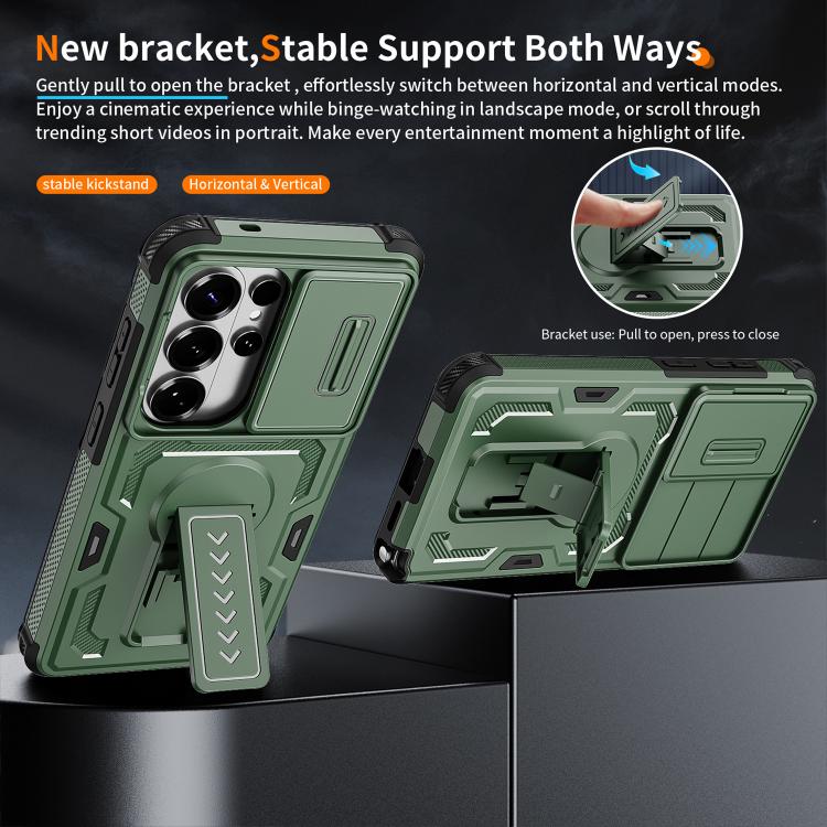 For Galaxy S26 Ultra 5G Slid Camera Shield Invisible Holder PC Hybrid TPU Phone Case