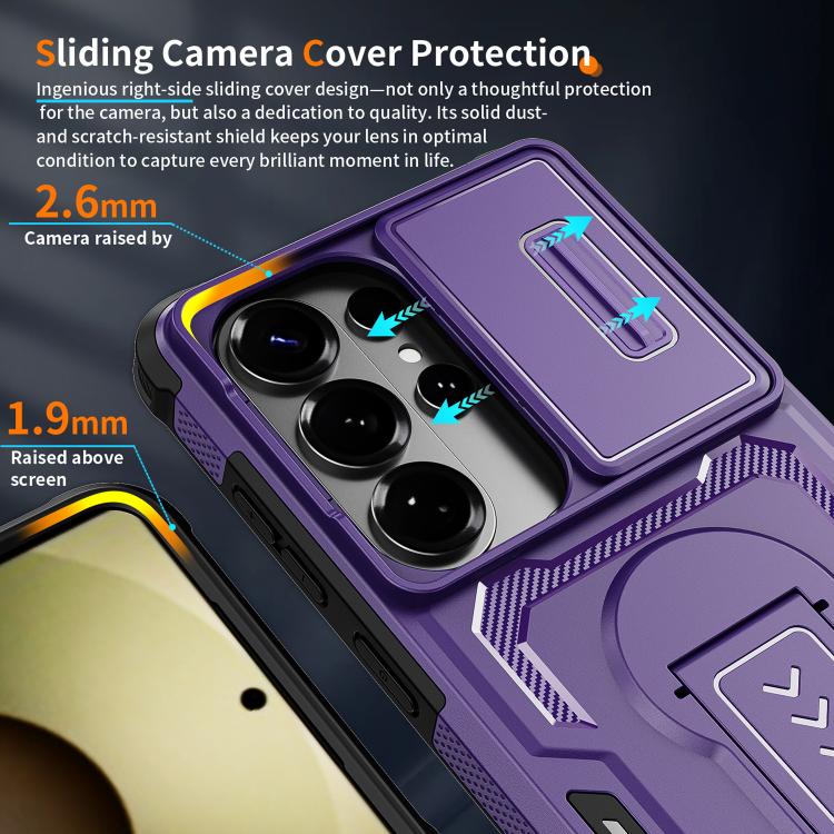 For Galaxy S26 Ultra 5G Slid Camera Shield Invisible Holder PC Hybrid TPU Phone Case