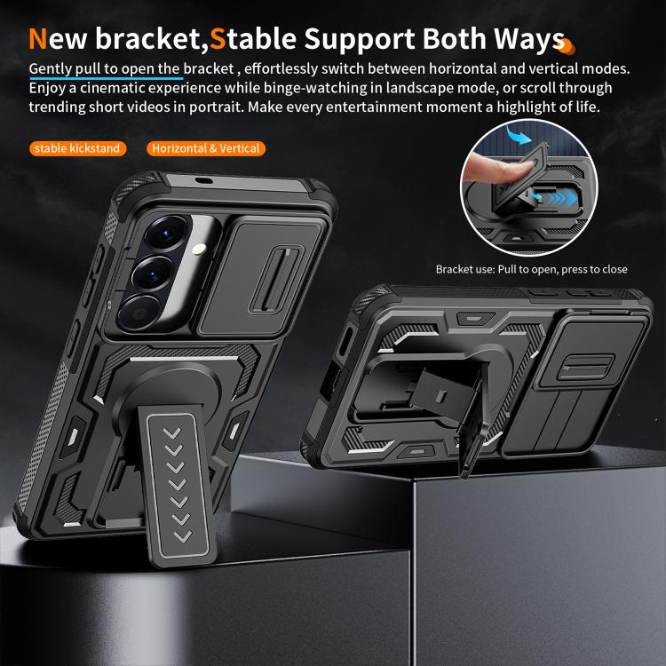For Galaxy S26 5G Slid Camera Shield Invisible Holder PC Hybrid TPU Phone Case
