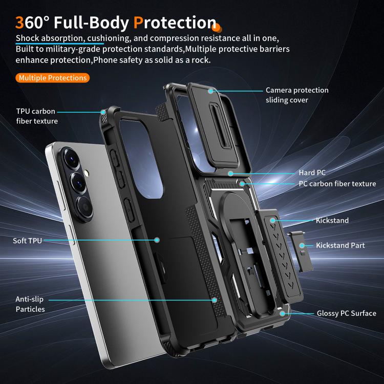 For Galaxy S26 5G Slid Camera Shield Invisible Holder PC Hybrid TPU Phone Case
