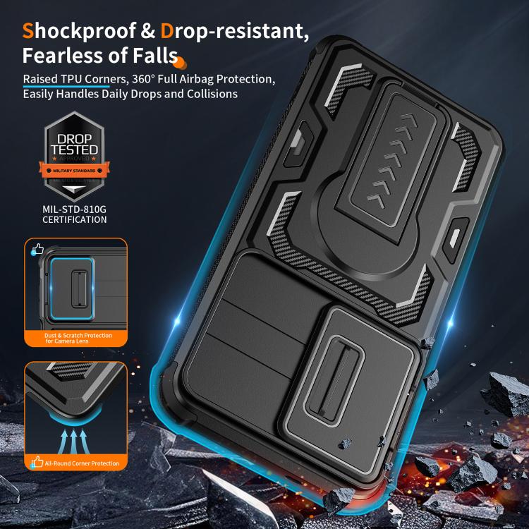 For Galaxy S26 5G Slid Camera Shield Invisible Holder PC Hybrid TPU Phone Case