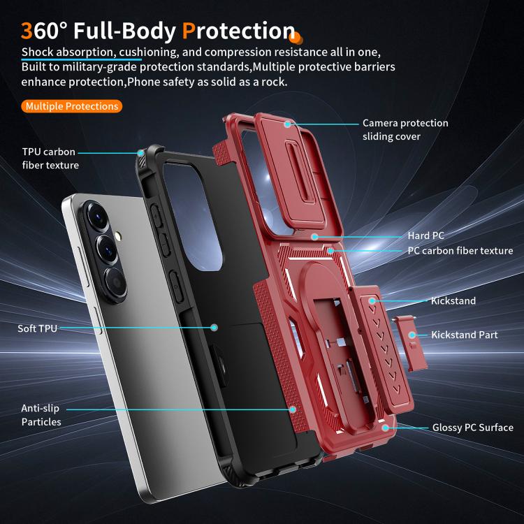 For Galaxy S26 5G Slid Camera Shield Invisible Holder PC Hybrid TPU Phone Case