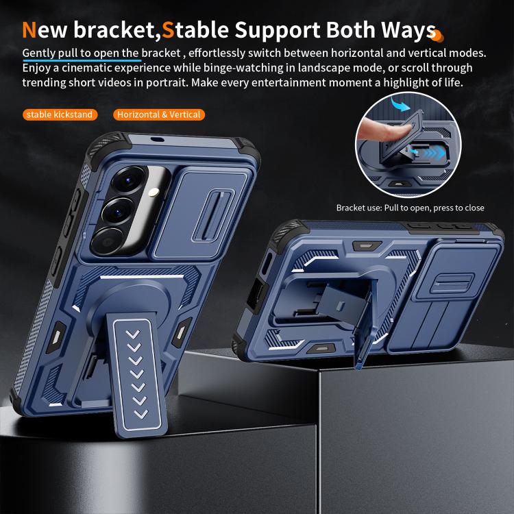 For Galaxy S26 5G Slid Camera Shield Invisible Holder PC Hybrid TPU Phone Case