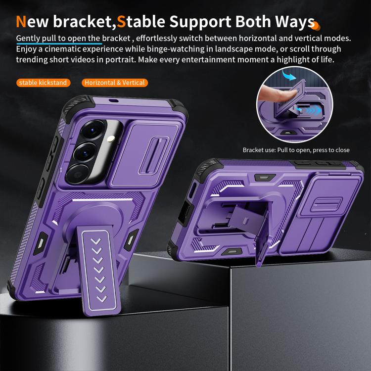 For Galaxy S26 5G Slid Camera Shield Invisible Holder PC Hybrid TPU Phone Case