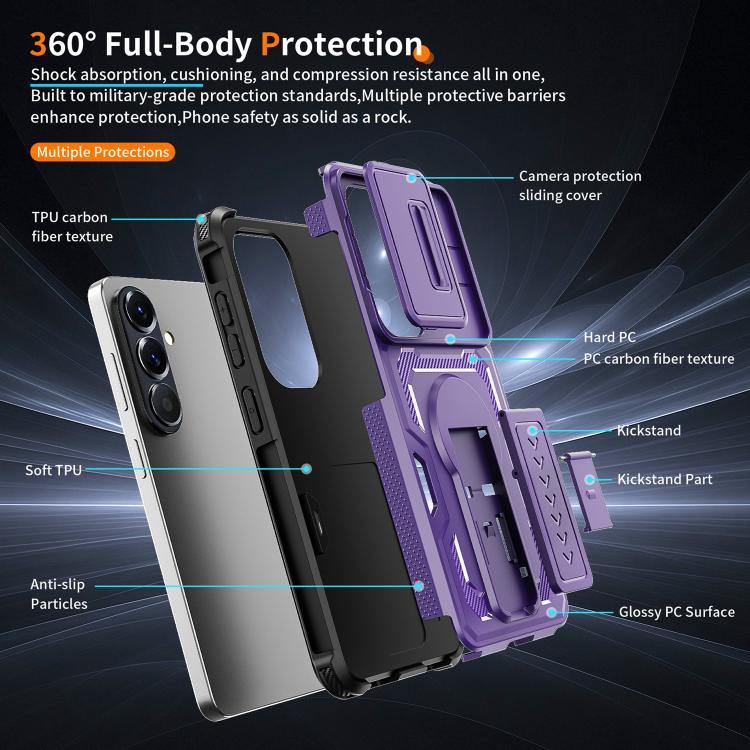 For Galaxy S26 5G Slid Camera Shield Invisible Holder PC Hybrid TPU Phone Case