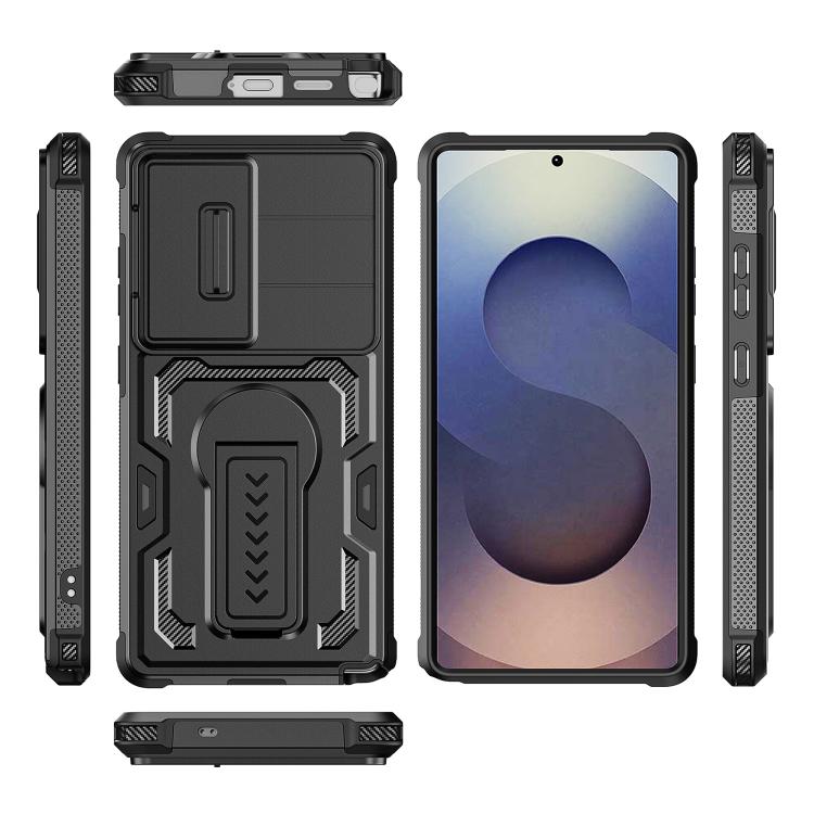 For Galaxy S25 Ultra 5G Slid Camera Shield Invisible Holder PC Hybrid TPU Phone Case