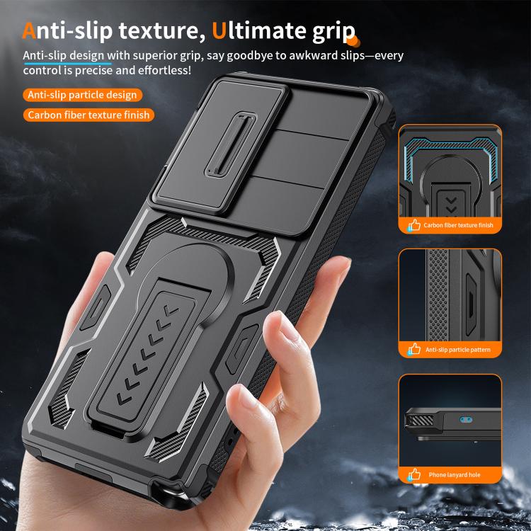 For Galaxy S25 Ultra 5G Slid Camera Shield Invisible Holder PC Hybrid TPU Phone Case