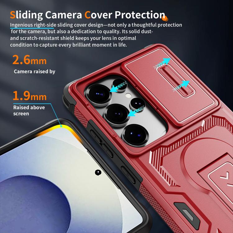 For Galaxy S25 Ultra 5G Slid Camera Shield Invisible Holder PC Hybrid TPU Phone Case