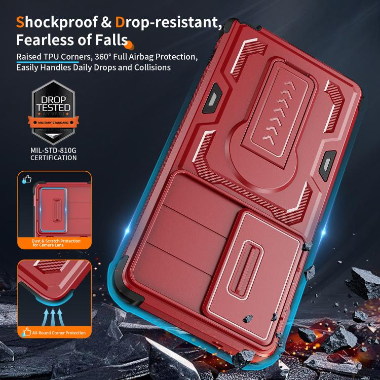 For Galaxy S25 Ultra 5G Slid Camera Shield Invisible Holder PC Hybrid TPU Phone Case
