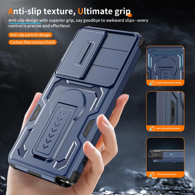 For Galaxy S25 Ultra 5G Slid Camera Shield Invisible Holder PC Hybrid TPU Phone Case