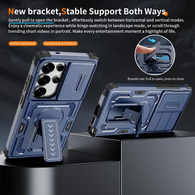 For Galaxy S25 Ultra 5G Slid Camera Shield Invisible Holder PC Hybrid TPU Phone Case