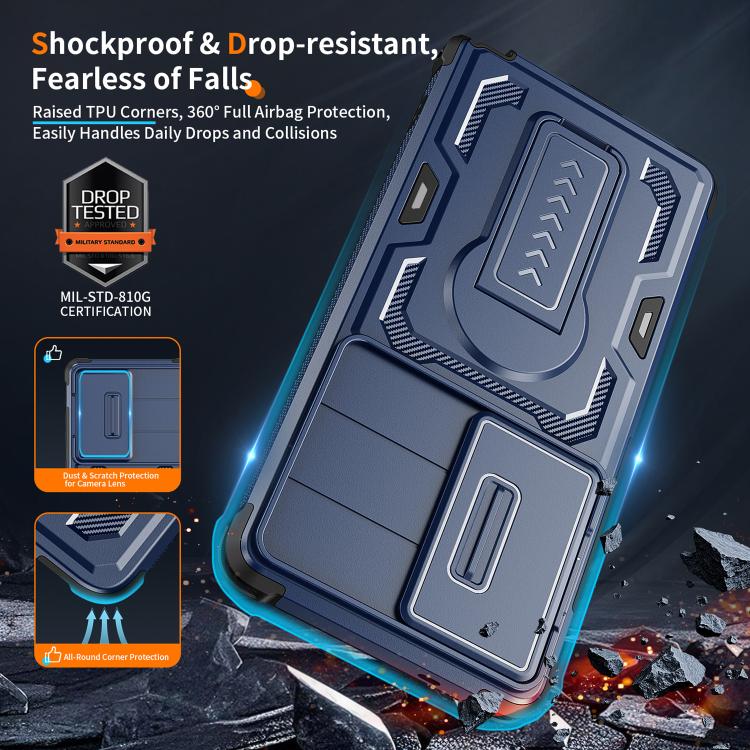For Galaxy S25 Ultra 5G Slid Camera Shield Invisible Holder PC Hybrid TPU Phone Case