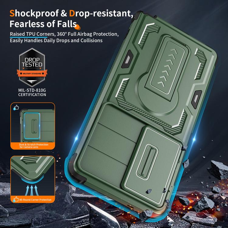 For Galaxy S25 Ultra 5G Slid Camera Shield Invisible Holder PC Hybrid TPU Phone Case