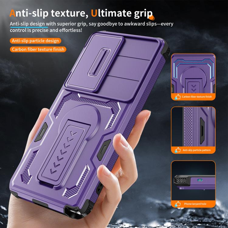 For Galaxy S25 Ultra 5G Slid Camera Shield Invisible Holder PC Hybrid TPU Phone Case