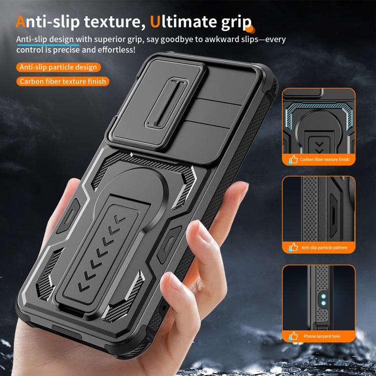 For Galaxy S25 5G / S24 5G Slid Camera Shield Invisible Holder PC Hybrid TPU Phone Case