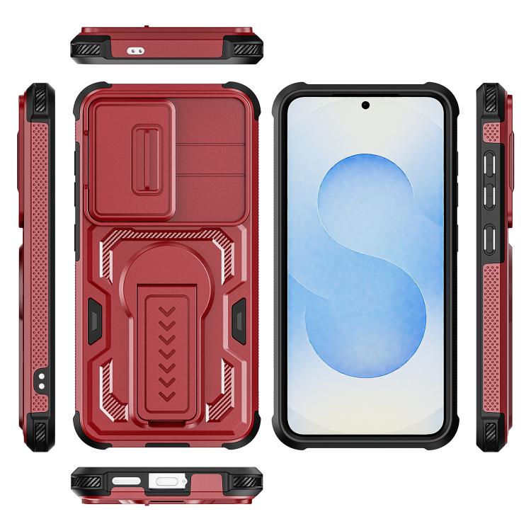 For Galaxy S25 5G / S24 5G Slid Camera Shield Invisible Holder PC Hybrid TPU Phone Case