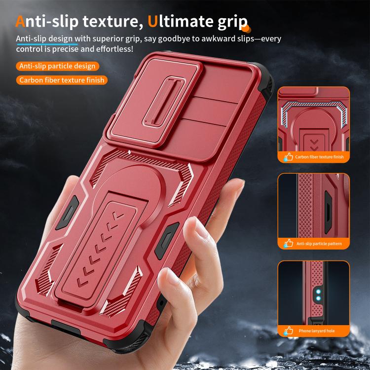 For Galaxy S25 5G / S24 5G Slid Camera Shield Invisible Holder PC Hybrid TPU Phone Case