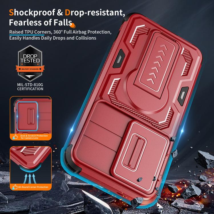 For Galaxy S25 5G / S24 5G Slid Camera Shield Invisible Holder PC Hybrid TPU Phone Case