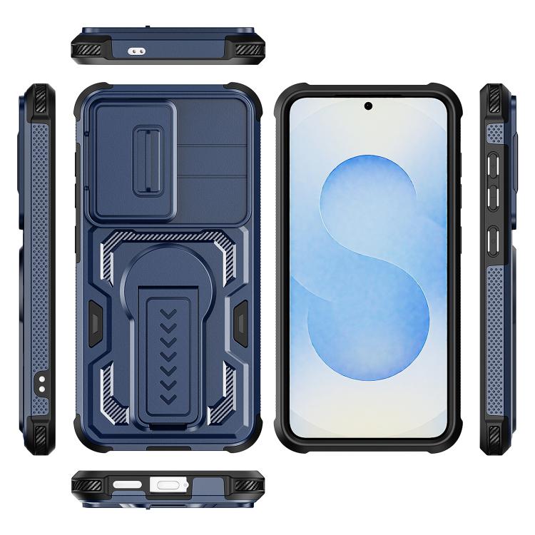 For Galaxy S25 5G / S24 5G Slid Camera Shield Invisible Holder PC Hybrid TPU Phone Case