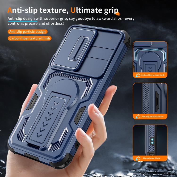 For Galaxy S25 5G / S24 5G Slid Camera Shield Invisible Holder PC Hybrid TPU Phone Case