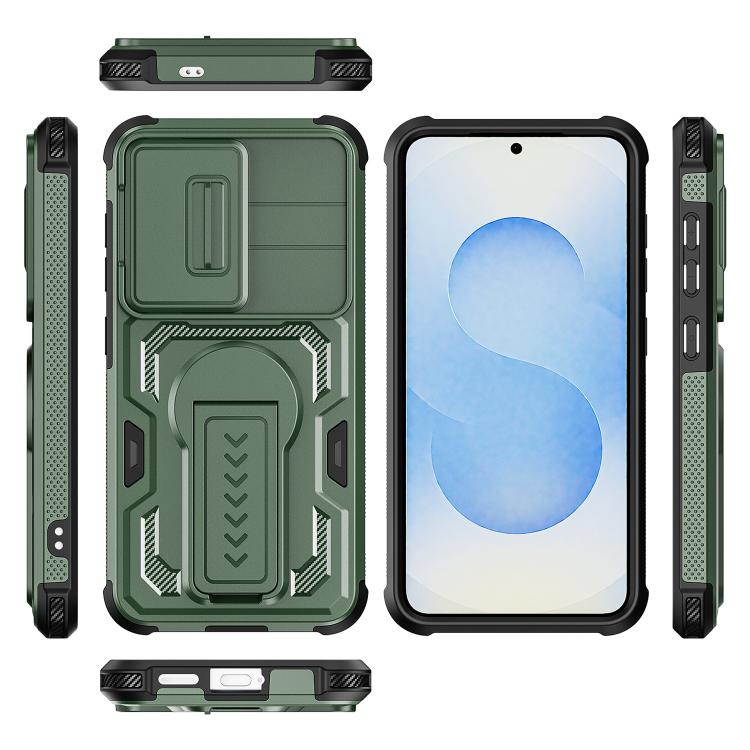 For Galaxy S25 5G / S24 5G Slid Camera Shield Invisible Holder PC Hybrid TPU Phone Case