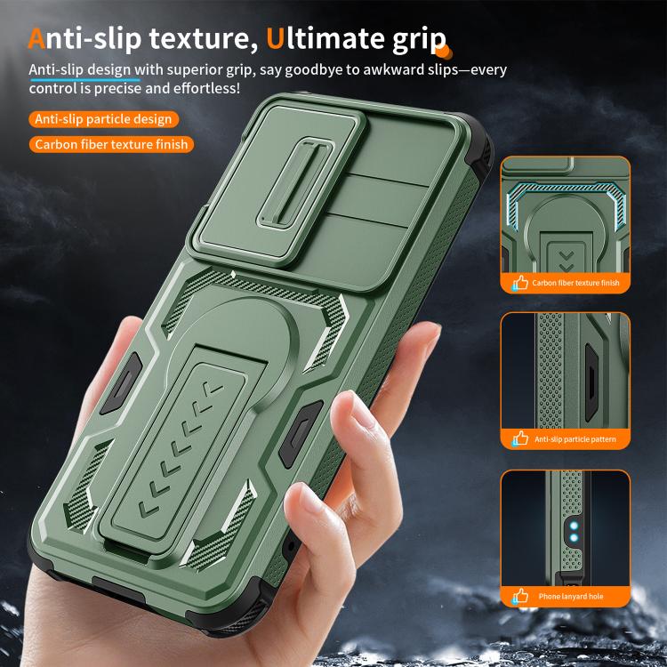 For Galaxy S25 5G / S24 5G Slid Camera Shield Invisible Holder PC Hybrid TPU Phone Case