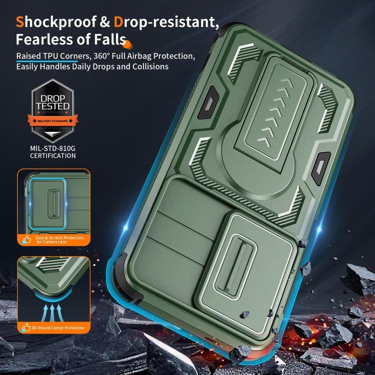 For Galaxy S25 5G / S24 5G Slid Camera Shield Invisible Holder PC Hybrid TPU Phone Case
