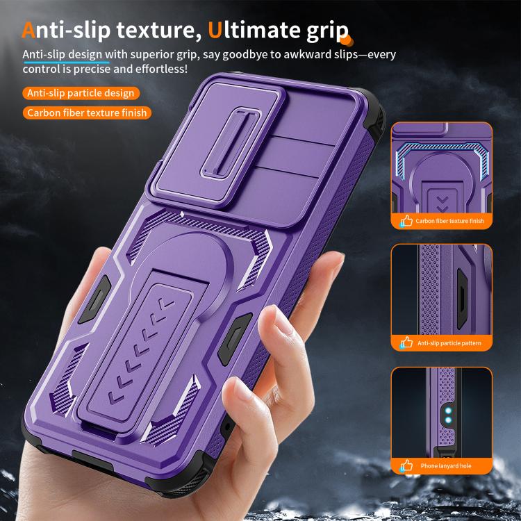 For Galaxy S25 5G / S24 5G Slid Camera Shield Invisible Holder PC Hybrid TPU Phone Case