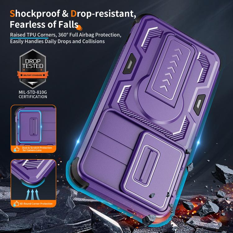 For Galaxy S25 5G / S24 5G Slid Camera Shield Invisible Holder PC Hybrid TPU Phone Case